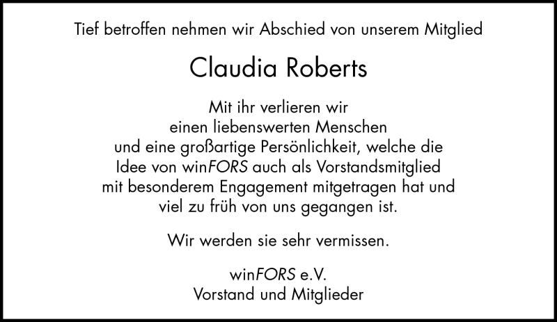  Traueranzeige für Claudia Roberts vom 06.06.2014 aus Frankenpost