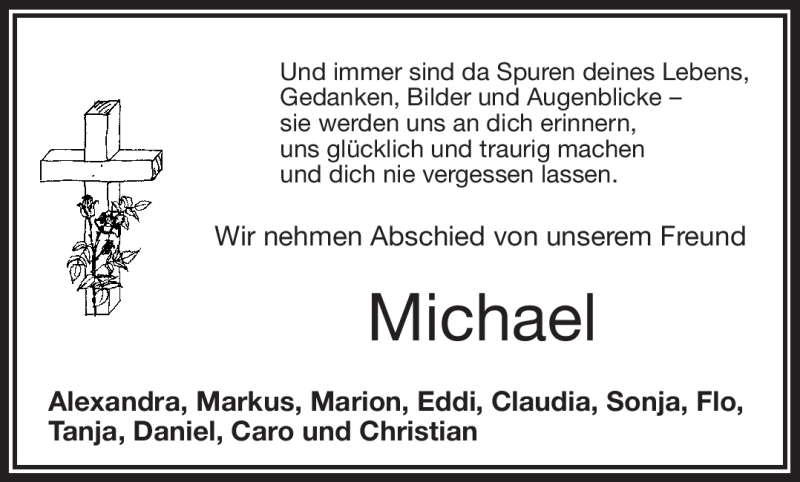  Traueranzeige für Michael Sachs vom 16.01.2016 aus Frankenpost