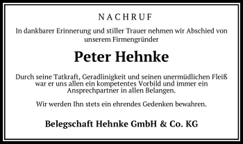 Traueranzeige von Peter Hehnke von Südthüringer Presse