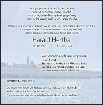 Traueranzeige von Harald Hertha von Neue Presse Coburg