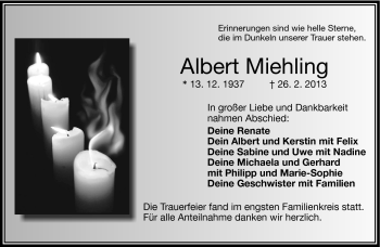 Traueranzeige von Albert Miehling von Frankenpost