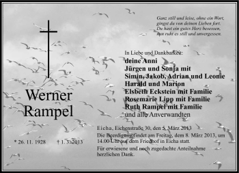 Traueranzeige von Werner Rampel von Neue Presse Coburg