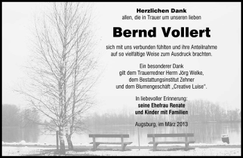 Traueranzeige von Bernd Vollert von Südthüringer Presse