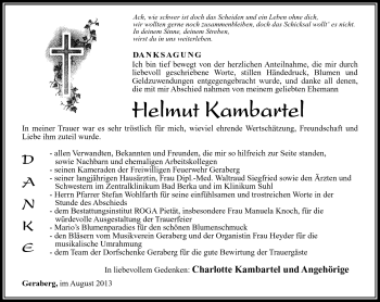 Traueranzeige von Helmut Kambartel von Südthüringer Presse