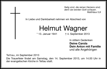 Traueranzeige von Helmut Wagner von Neue Presse Coburg
