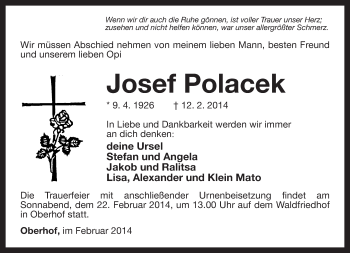 Traueranzeige von Josef Polacek von 23018