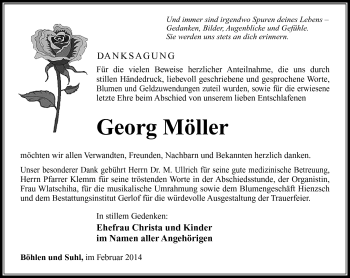 Traueranzeige von Georg Möller von Südthüringer Presse