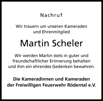 Traueranzeige von Martin Scheler von Neue Presse Coburg