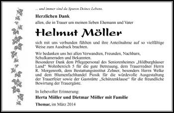Traueranzeige von Helmut Möller von Südthüringer Presse