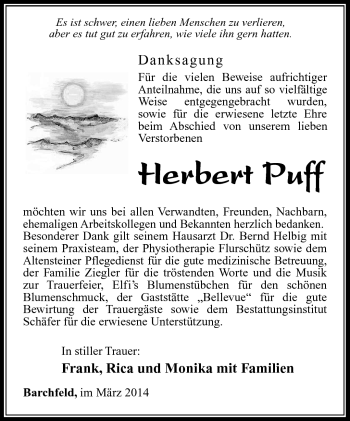 Traueranzeige von Herbert Puff von Südthüringer Presse