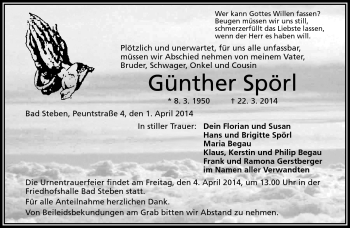 Traueranzeige von Günther Spörl von Frankenpost