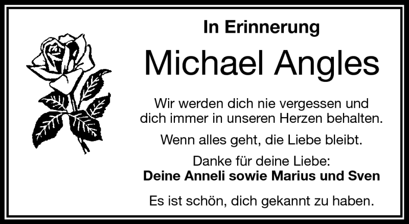  Traueranzeige für Michael Angles vom 16.04.2014 aus Frankenpost