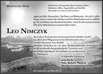 Traueranzeige von Leo Nimczyk von Südthüringer Presse