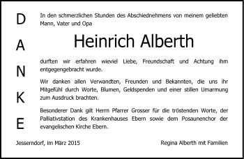 Traueranzeige von Heinrich Alberth von Neue Presse Coburg