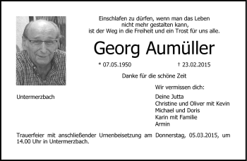 Traueranzeige von Georg Aumüller von Neue Presse Coburg