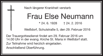 Traueranzeige von Else Neumann von Frankenpost