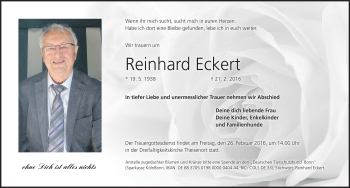 Traueranzeige von Reinhard Eckert von Neue Presse Coburg