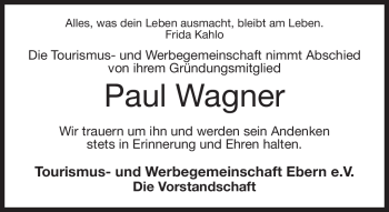 Traueranzeige von Paul Wagner von Neue Presse Coburg