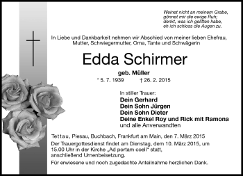 Traueranzeige von Edda Schirmer von Neue Presse Coburg
