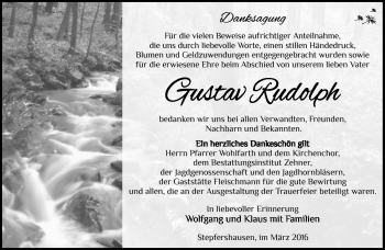 Traueranzeige von Gustav Rudolph von Südthüringer Presse