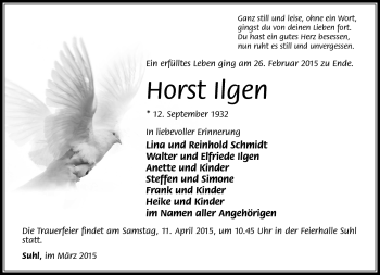 Traueranzeige von Horst Ilgen von Südthüringer Presse