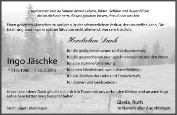 Traueranzeige von Jörg Jäschke von Südthüringer Presse