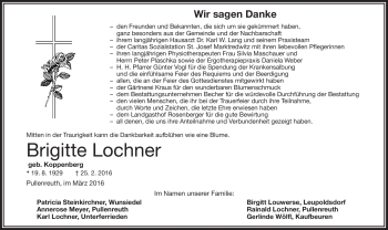 Traueranzeige von Brigitte Lochner von Frankenpost