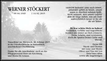 Traueranzeige von Werner Stöckert von Frankenpost