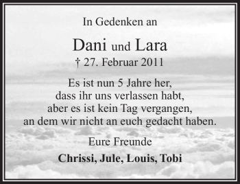 Traueranzeige von Dani Lara  von Frankenpost