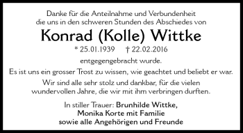 Traueranzeige von Konrad Wittke von Neue Presse Coburg
