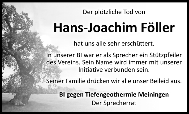  Traueranzeige für Hans-Joachim Föller vom 04.03.2016 aus Südthüringer Presse