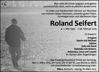Traueranzeige von Roland Seifert von Südthüringer Presse