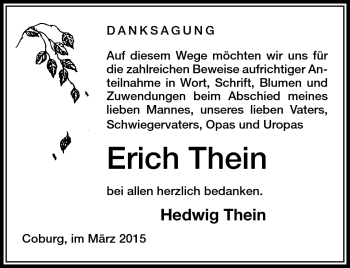 Traueranzeige von Erich Thein von Neue Presse Coburg