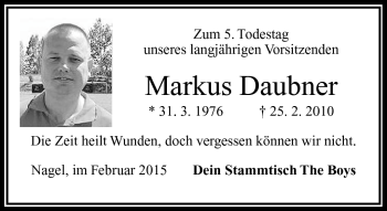 Traueranzeige von Markus Daubner von Frankenpost