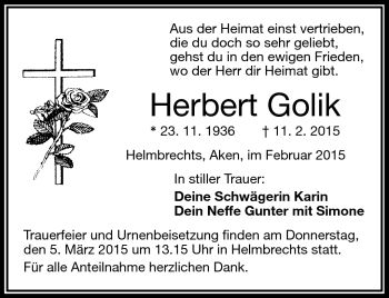 Traueranzeige von Herbert Golik von Frankenpost