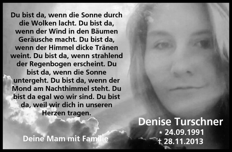  Traueranzeige für Denise Turschner vom 26.11.2016 aus Neue Presse Coburg