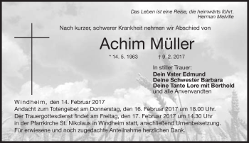 Traueranzeige von Achim Müller von Neue Presse Coburg
