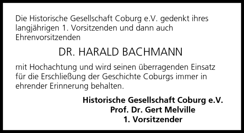  Traueranzeige für Harald Bachmann vom 27.02.2017 aus Neue Presse Coburg