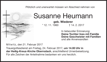 Traueranzeige von Susanne Heumann von Neue Presse Coburg