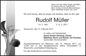 Traueranzeige von Rudolf Müller von Neue Presse Coburg