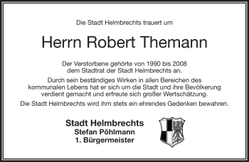 Traueranzeige von Robert Themann von Frankenpost