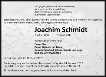Traueranzeige von Joachim Schmidt von Neue Presse Coburg