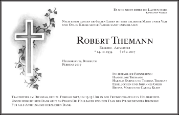 Traueranzeige von Robert Themann von Frankenpost