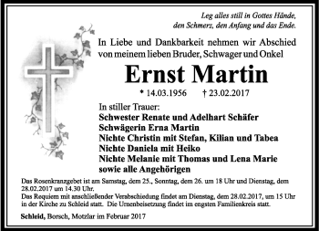 Traueranzeige von Ernst Martin von Südthüringer Presse