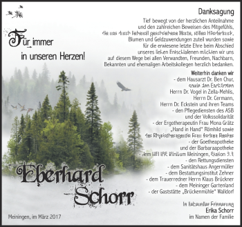 Traueranzeige von Eberhard Schorr von Südthüringer Presse