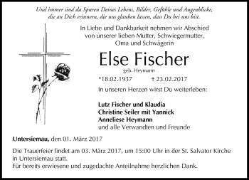 Traueranzeige von Else Fischer von Neue Presse Coburg