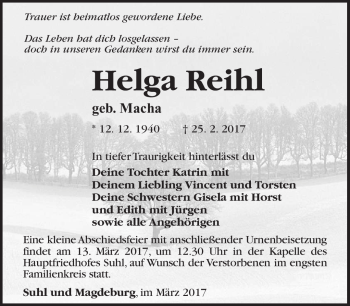 Traueranzeige von Helga Rheil von Südthüringer Presse