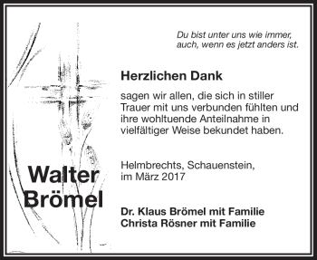 Traueranzeige von Walter Brömel von Frankenpost