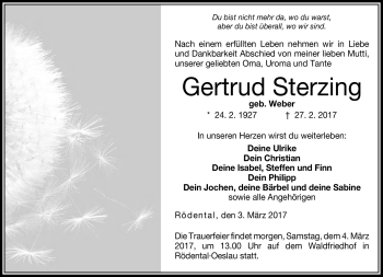 Traueranzeige von Gertrund Sterzing von Neue Presse Coburg