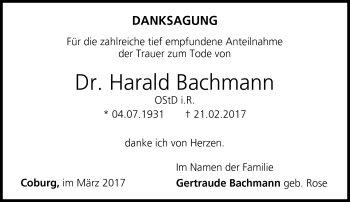 Traueranzeige von Harald Bachmann von Neue Presse Coburg